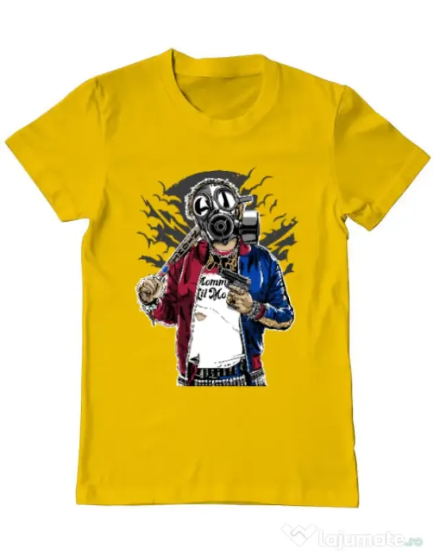 Tricou ADLER barbat Suicide gas mask Galben