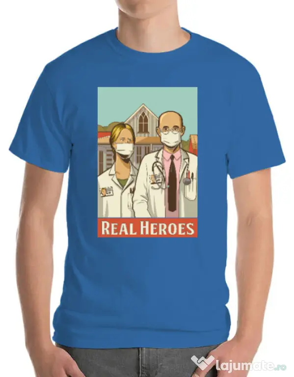 Tricou ADLER barbat Real heroes Albastru azuriu