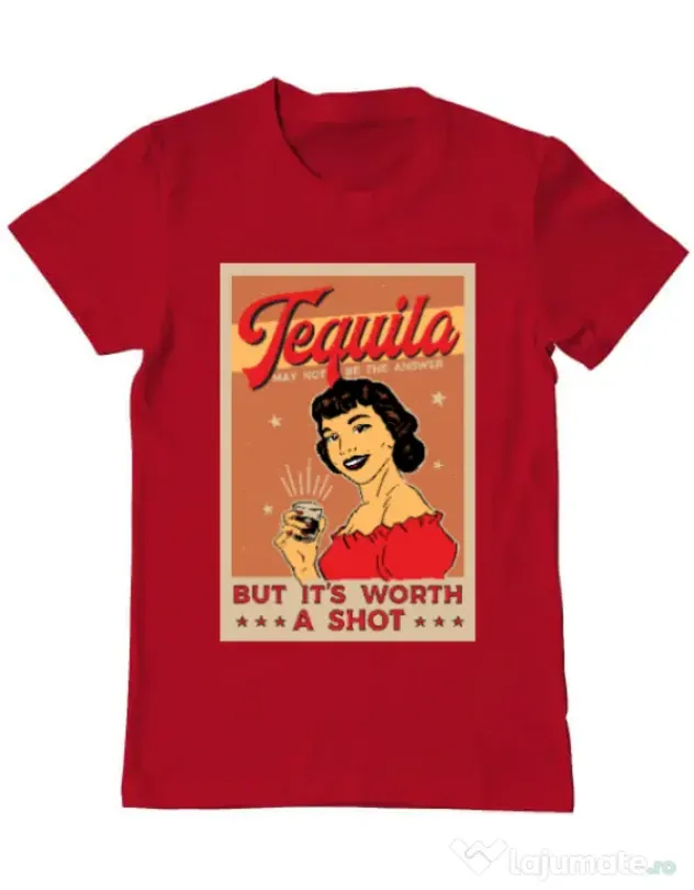 Tricou ADLER barbat Worth a shot Rosu