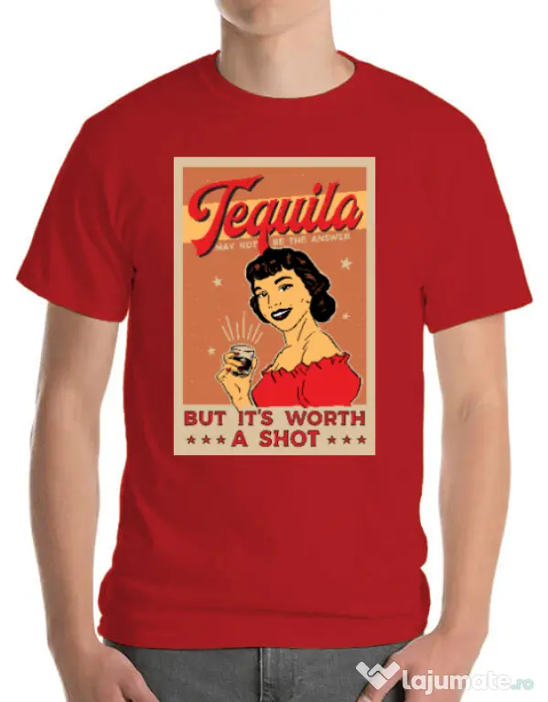Tricou ADLER barbat Worth a shot Rosu