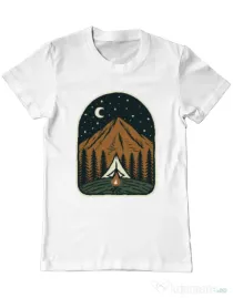 Tricou ADLER barbat Camp mountain night Alb