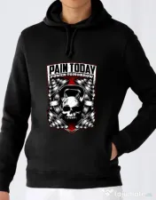 Hoodie barbat cu gluga Pain today power tomorrow Negru