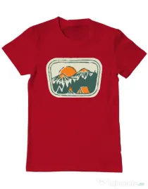 Tricou ADLER barbat Camping badge Rosu