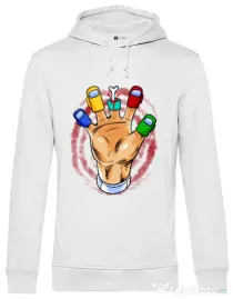 Hoodie barbat cu gluga High five Alb