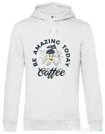 Hoodie barbat cu gluga Amazing coffee Alb