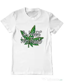 Tricou ADLER barbat In weed we trust Alb