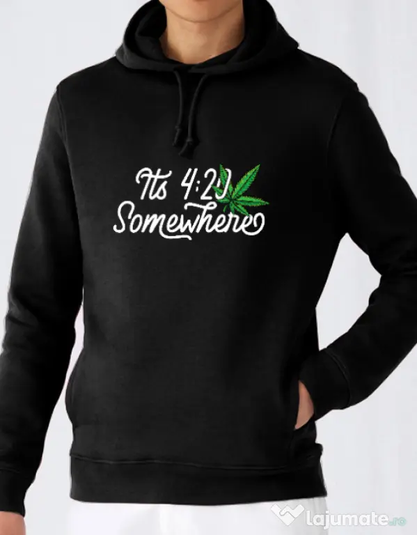 Hoodie barbat cu gluga It\'s time Negru