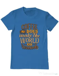 Tricou personalizat barbat Coffee and dogs Albastru azuriu