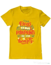 Tricou personalizat barbat Dogs leave pawprints Galben