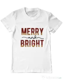 Tricou personalizat barbat Merry and Bright Christmas Alb