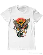 Tricou personalizat barbat Tattoo Fighting Alb