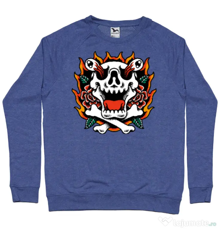 Bluza personalizata barbat Death and Flower Albastru melanj