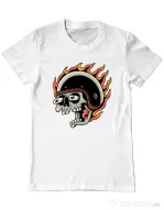 Tricou personalizat barbat Skull Biker Alb