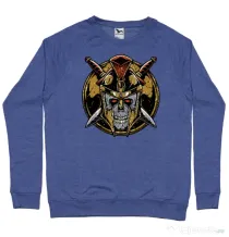 Bluza personalizata barbat Skull Spartan Albastru melanj