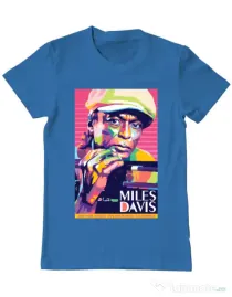Tricou personalizat barbat Miles Davis Albastru azuriu