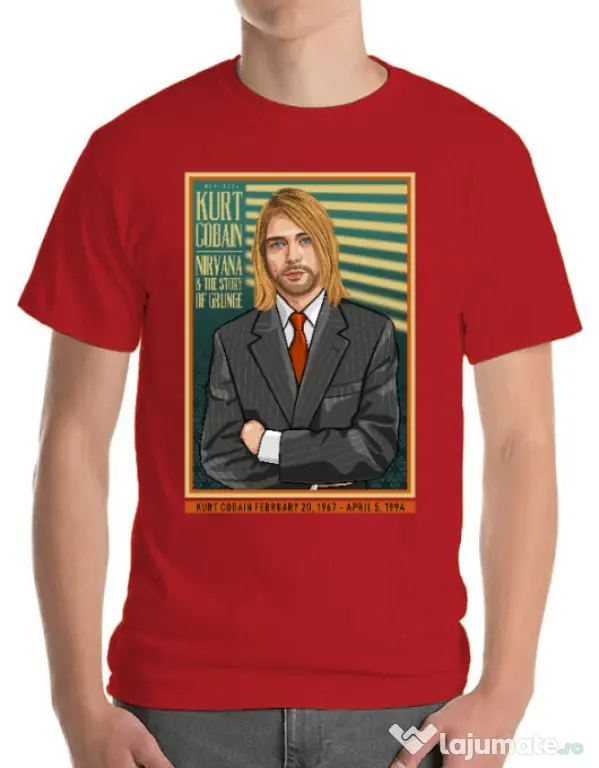 Tricou personalizat barbat Kurt Cobain Rosu