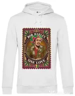 Hanorac barbat cu gluga Bob Marley Alb