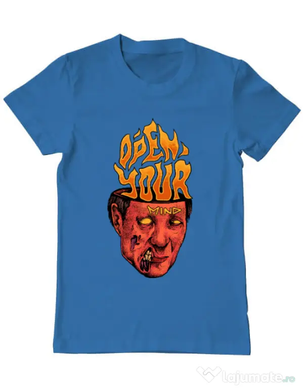 Tricou personalizat barbat OPEN YOUR MIND Albastru azuriu