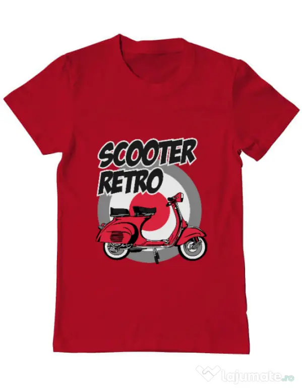 Tricou personalizat barbat SCOOTER RETRO RED COLOR Rosu