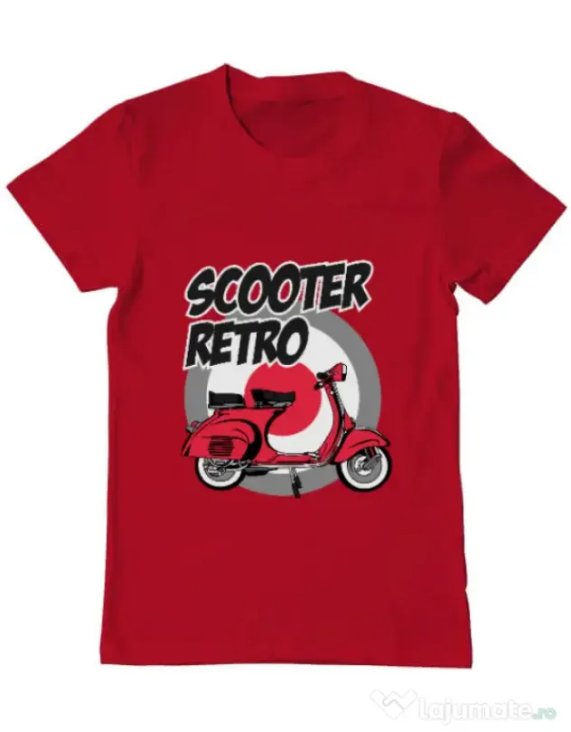 Tricou personalizat barbat SCOOTER RETRO RED COLOR Rosu