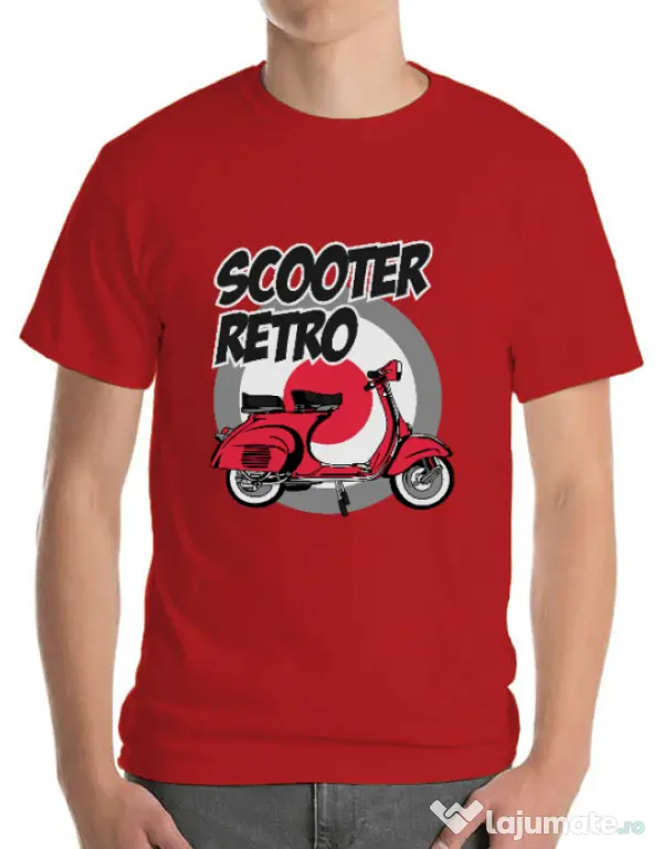 Tricou personalizat barbat SCOOTER RETRO RED COLOR Rosu