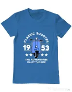 Tricou personalizat barbat CLASSIC SCOOTER ADVENTURES Albastru azuriu