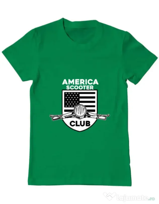 Tricou personalizat barbat AMERICA SCOOTER CLUB Verde mediu