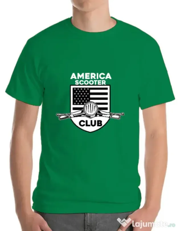 Tricou personalizat barbat AMERICA SCOOTER CLUB Verde mediu