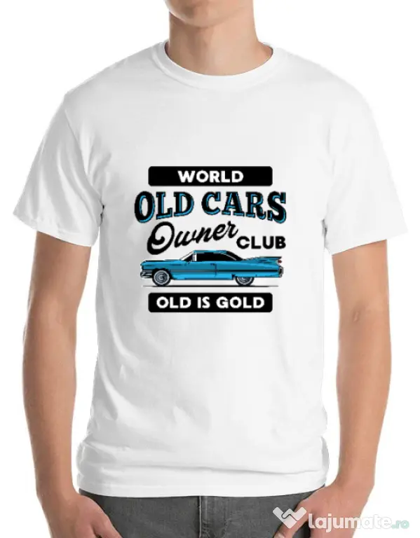 Tricou personalizat barbat OLD CARS CLUB Alb