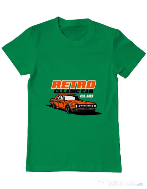 Tricou personalizat barbat RETRO CLASSIC CAR CLUB Verde mediu