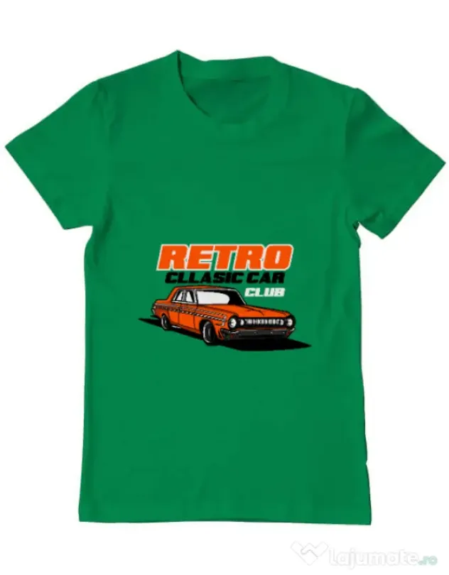 Tricou personalizat barbat RETRO CLASSIC CAR CLUB Verde mediu