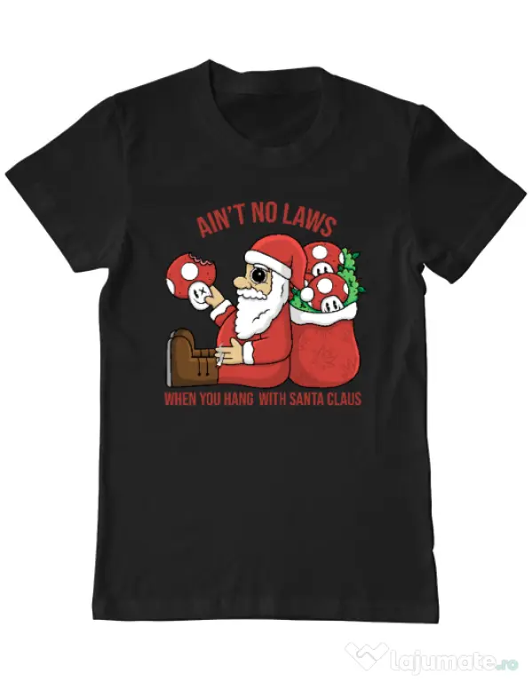 Tricou personalizat barbat Stoned Santa Negru