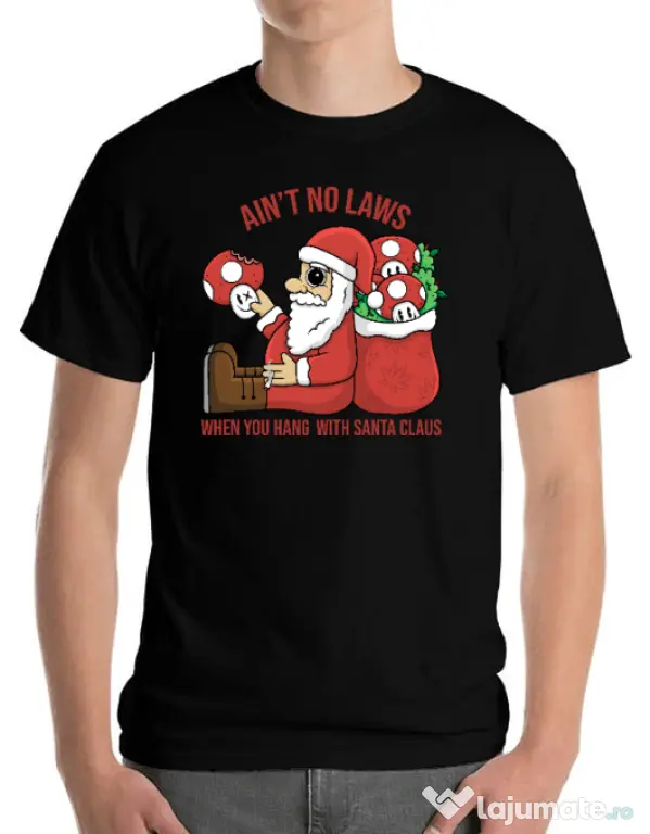 Tricou personalizat barbat Stoned Santa Negru