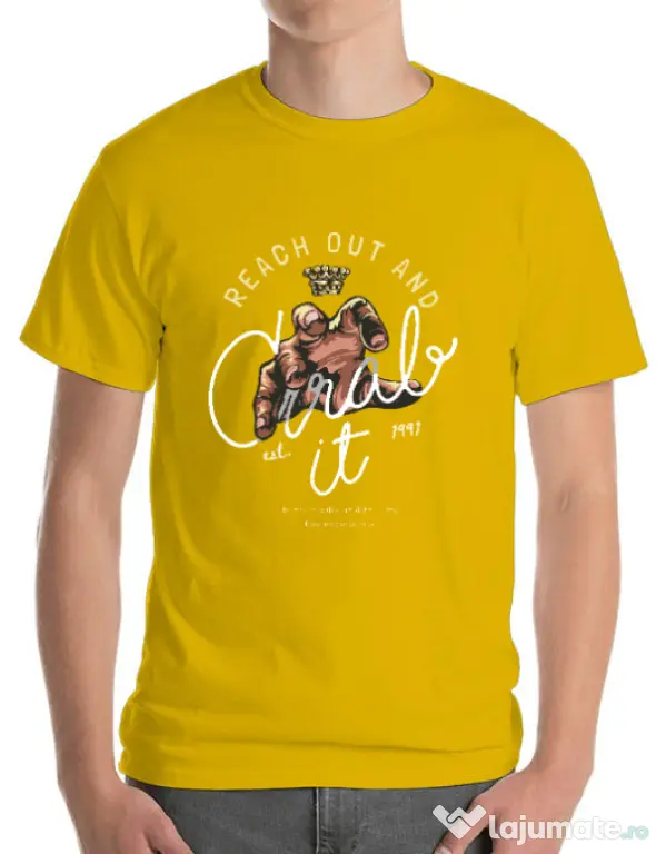 Tricou personalizat barbat Reach out and grab Galben