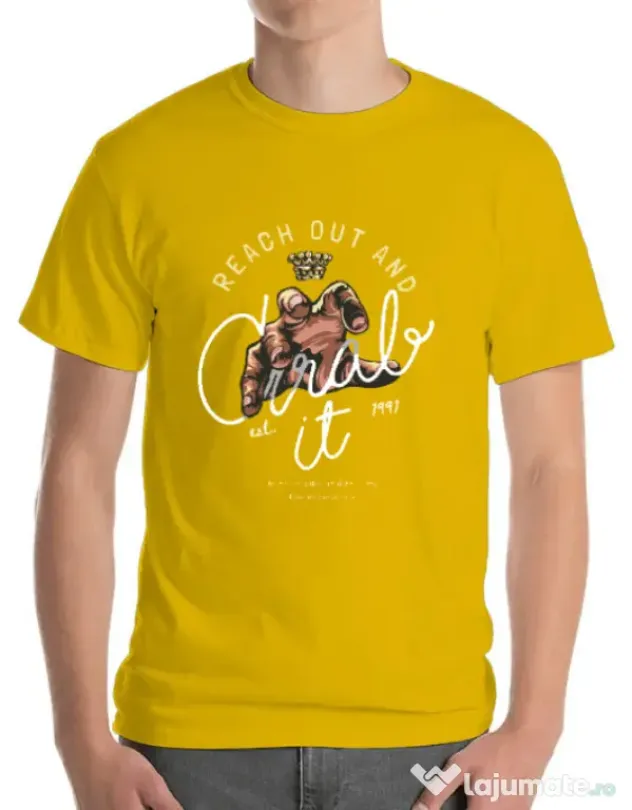 Tricou personalizat barbat Reach out and grab Galben