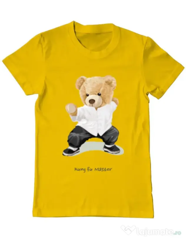 Tricou personalizat barbat Bear kung fu Galben