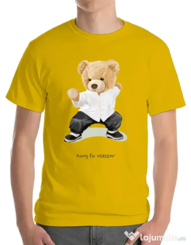 Tricou personalizat barbat Bear kung fu Galben