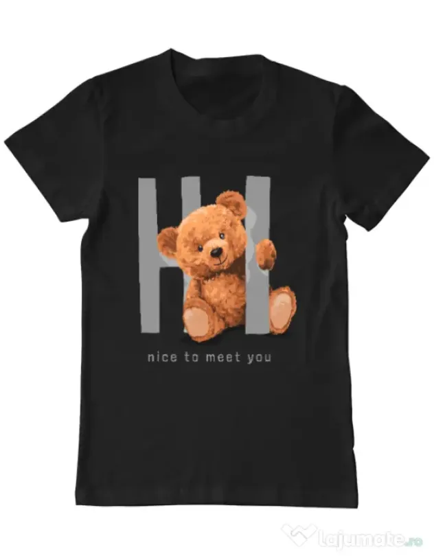Tricou personalizat barbat Nice to meet you Negru