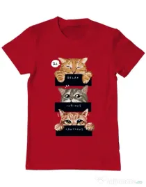 Tricou personalizat barbat Relax,curious,cautious Rosu
