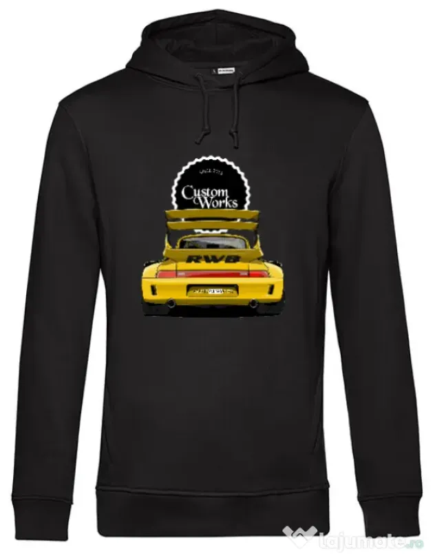 Hanorac barbat cu gluga RWB Yellow Porsche Negru