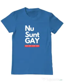 Tricou personalizat barbat Nu sunt GAY Albastru azuriu