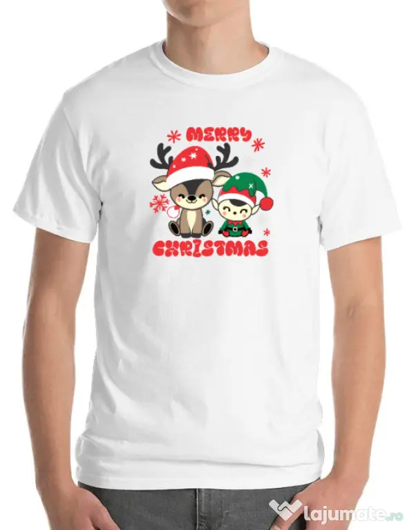 Tricou personalizat barbat Prietenii lui Mos Craciun Alb