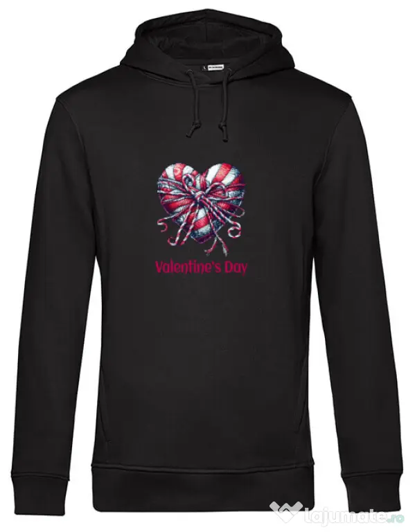 Hanorac barbat cu gluga Valentine\'s Day 2025 Negru