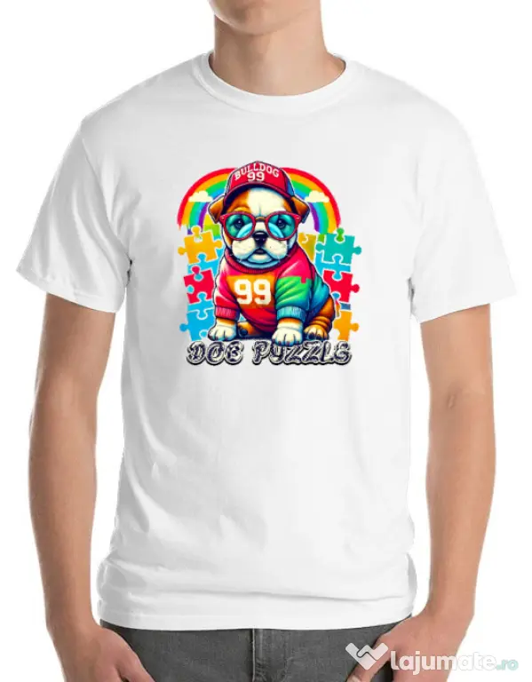 Tricou personalizat barbat BULLDOG 101 Alb
