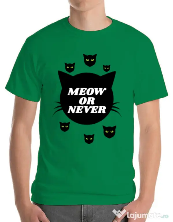Tricou ADLER barbat Meow or never Verde mediu