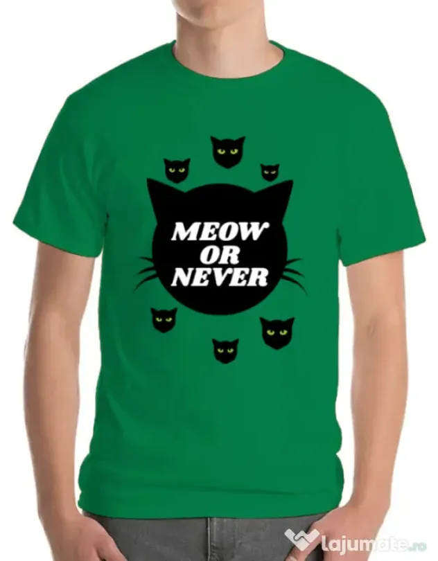 Tricou ADLER barbat Meow or never Verde mediu