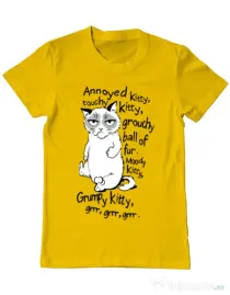 Tricou ADLER barbat Grumpy kitty Galben