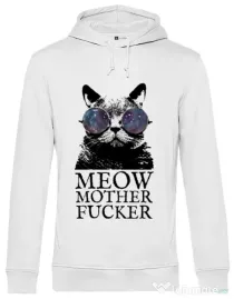 Hoodie barbat cu gluga Meow motherfucker Alb