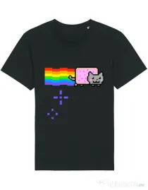 Tricou STANLEY STELLA barbat Nyan cat Negru