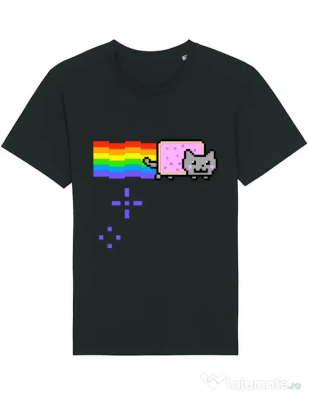 Tricou STANLEY STELLA barbat Nyan cat Negru